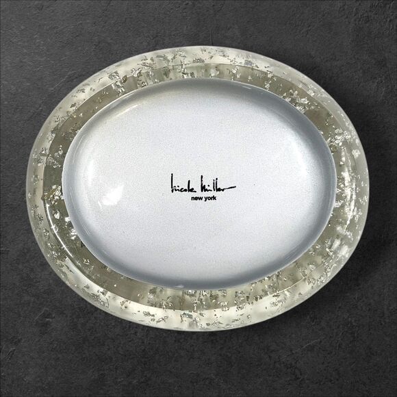 Nicole Miller Lucite Soap Dish Silver Flake New York Vintage Style Glam Decor - Picture 4 of 8